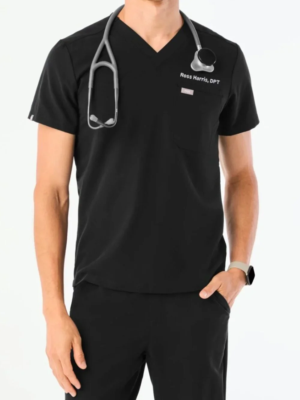 Figs Scrub Set Mens Size M Black New (Leon 3-Pocket Top + Tansen Jogger Pants)
